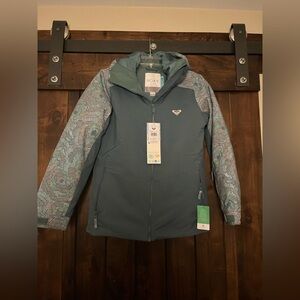 Roxy Dark Blueish Green Jacket with Pink Logo